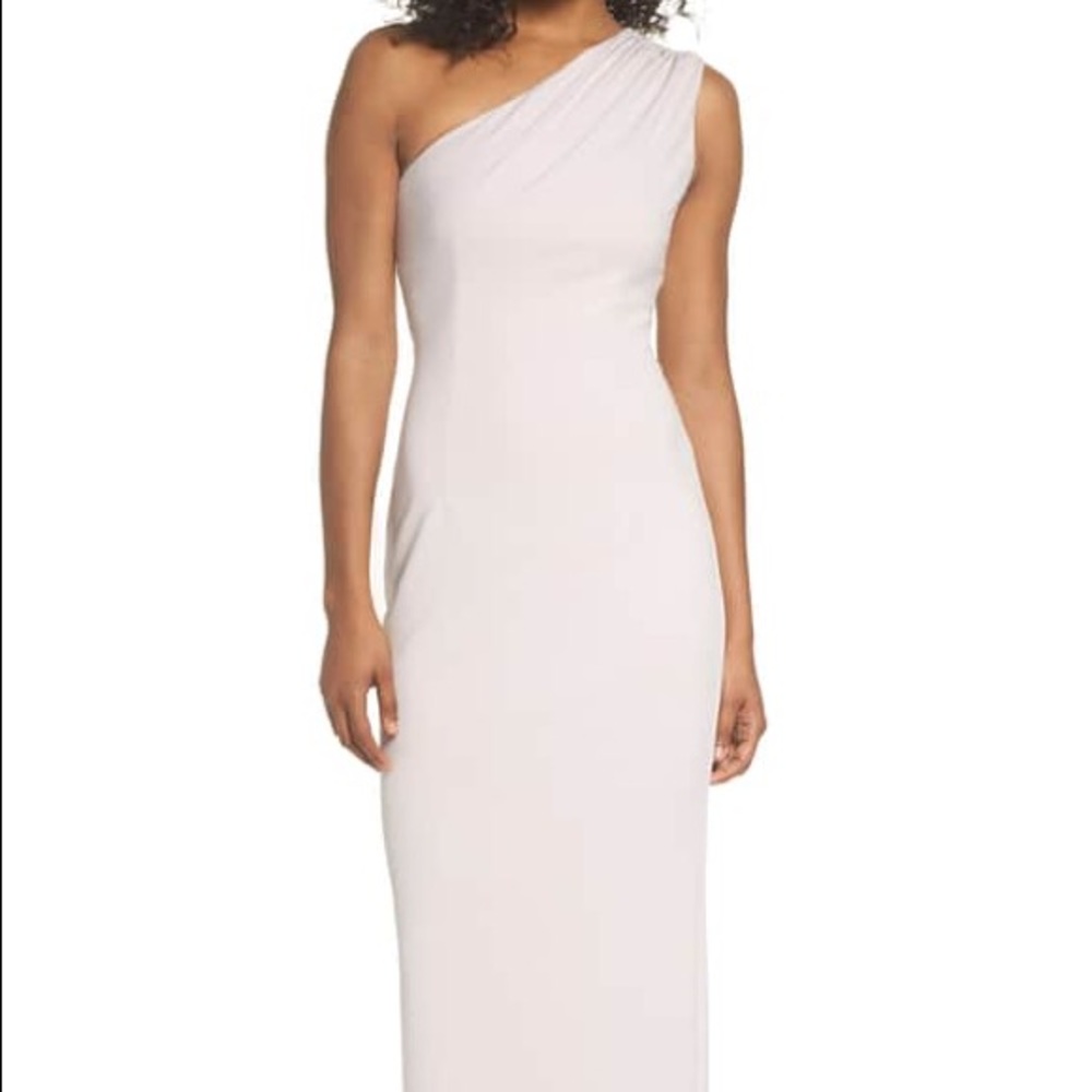 NWT Katie May “Angelina” Crepe One-Shouldered Gown